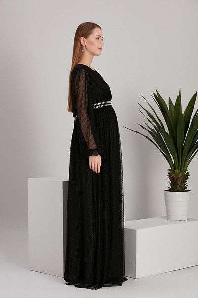 Işşıl A0024-sim Polka Dot Tulle Maxi Βραδινό Φόρεμα εγκυμοσύνης Φόρεμα μωρού