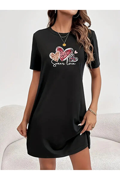 HOFFNUNG Rochie tricou cu mânecă scurtă pentru femei de mărime mare, cu decol...