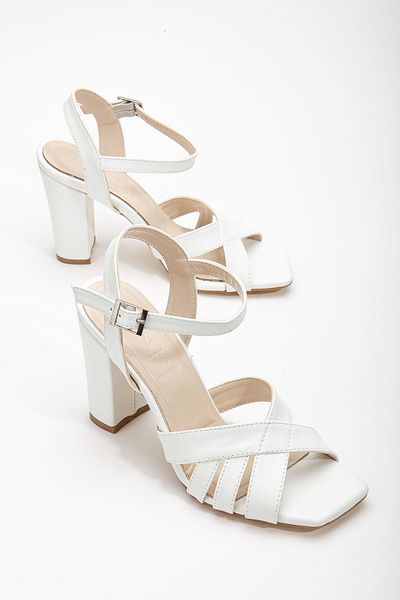 Hayalimdeki Ayakkabı Hope High Heeled White Skin Blunt Toe Women's Shoes