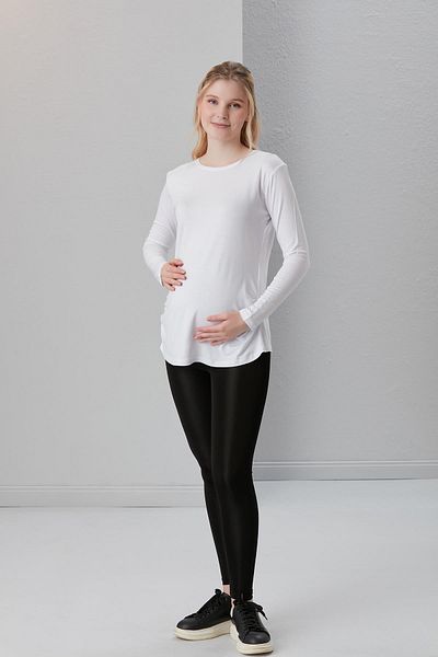 Işşıl 0362-tricou cu mânecă lungă de maternitate, uni, cu gusetă, din viscoză