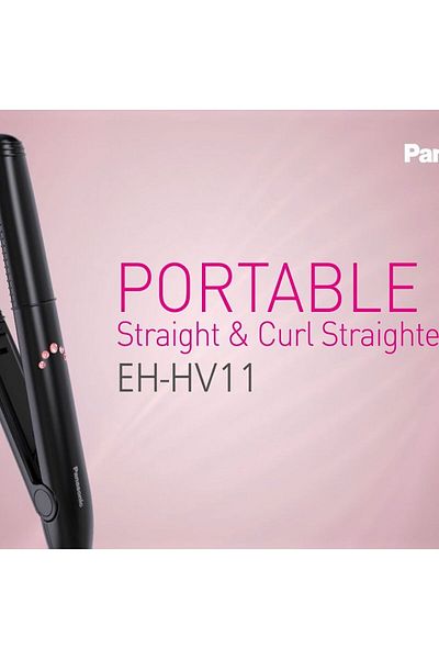 PANASONIC EH-HV11 Ceramic Hair Straightener Curler Compact Styling On The Go - Black