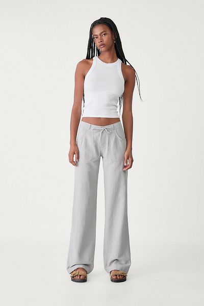 Stradivarius Linen blend trousers with pocket