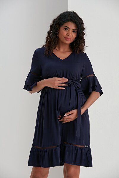 Işşıl E066-asimetrik Kol Belmando Hamile Elbise