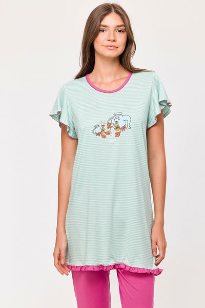 Woody Pijama de damă cu tematică Crab albastru-Bab 921
