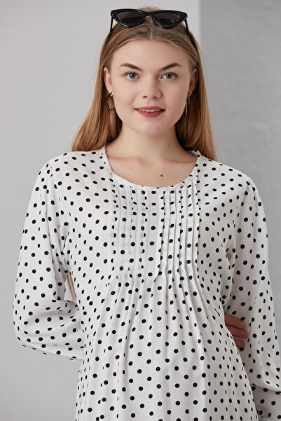 Işşıl 4502-νυφωτό γιακά πουά βισκόζη φόρεμα εγκυμοσύνης