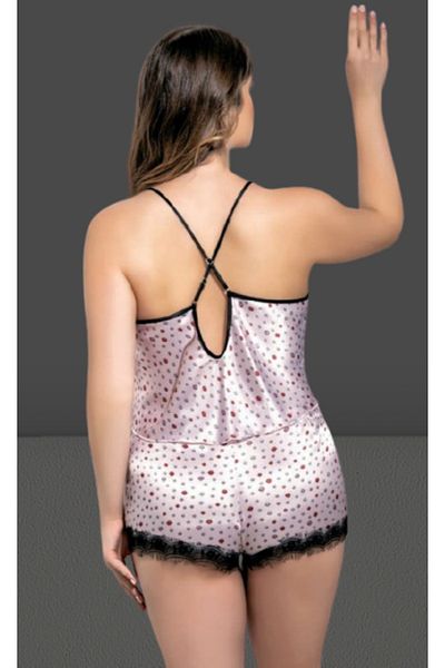 Cooqpoo White Xl-2Xl-3Xl-4Xl Size Colorful Patterned Thin Strap Satin Nightgown Suit