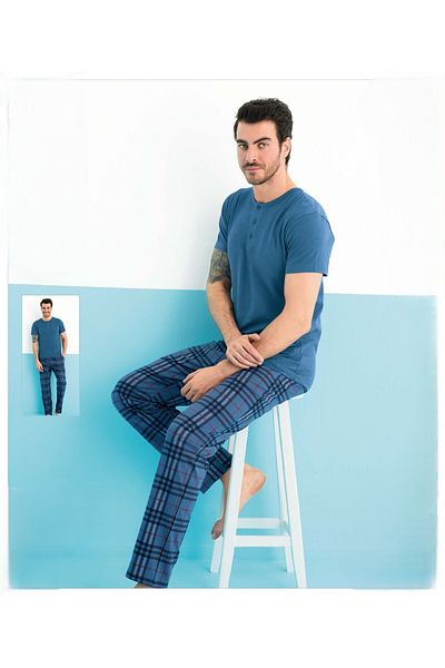 Aydoğan Aydogan 250147   Men's Modal Patli Short Sleeve Pajama Set