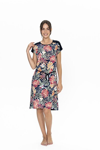 U.S. Polo Assn. يو اس بولو اسن. 20028 ثوب نوم منقوش بأكمام قصيرة باللون الأزر...