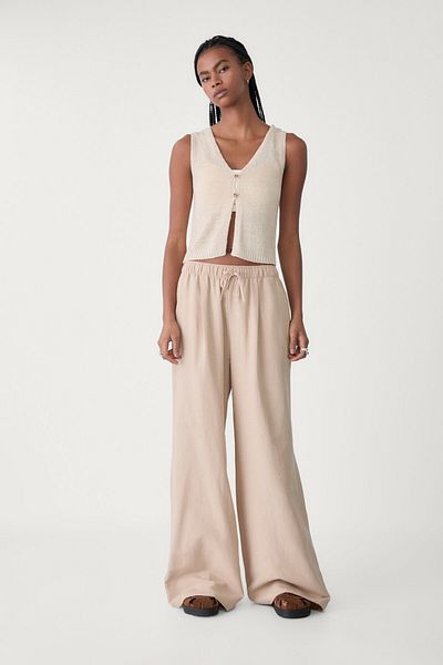 Stradivarius Wide leg linen trousers