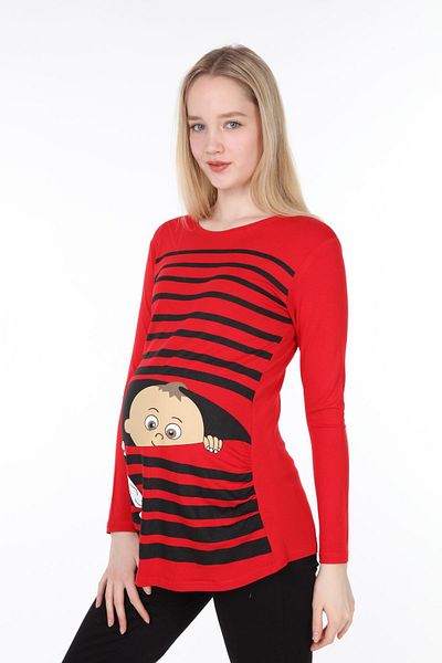 Işşıl 4470-Crafty Escape Viscose Maternity Long Sleeve T-shirt