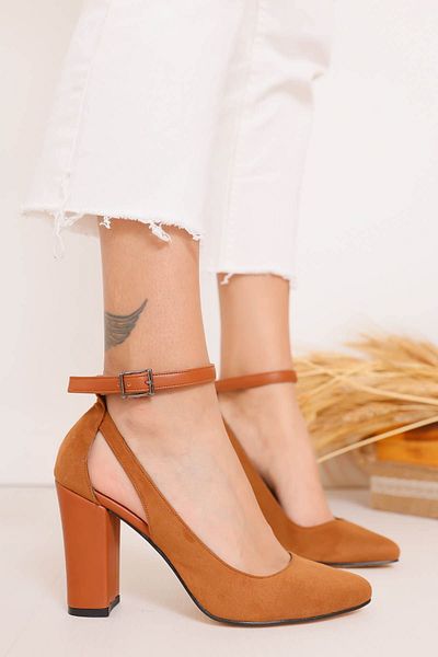 Hayalimdeki Ayakkabı Tan Suede Lillian Heeled Shoes