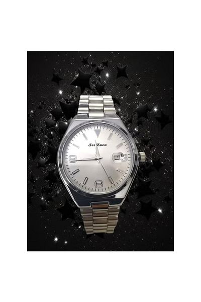 Rivoly Men's Stainless Steel Analog Quartz Date Display Watch Easy to Read Fashion Design Waterproof