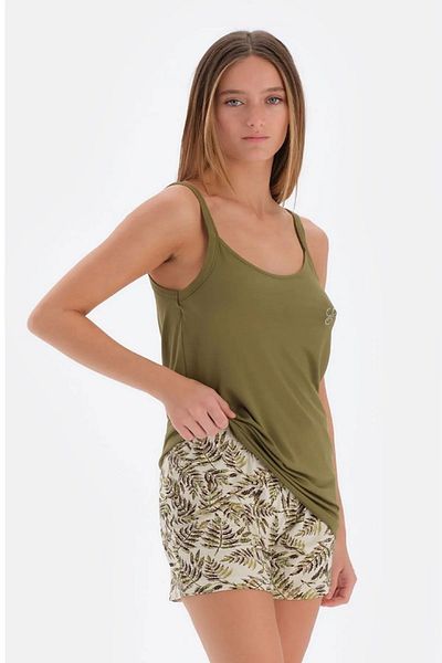 Eros 33592 Women's Khaki Rope Strap Shorts Pajama Set