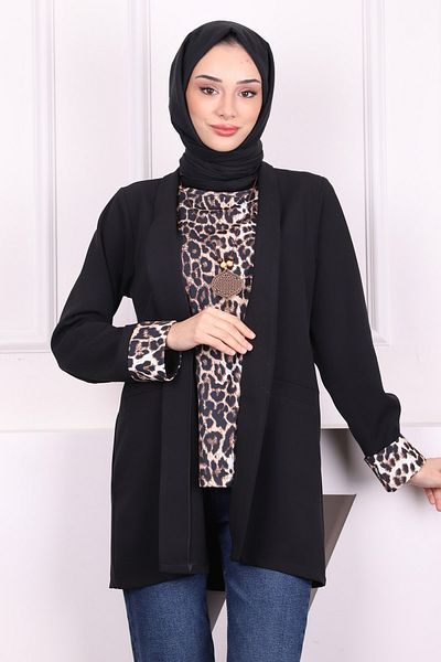 İmajButik Μαύρο εσώρουχο κολιέ Μπουφάν Τριπλό Σετ
