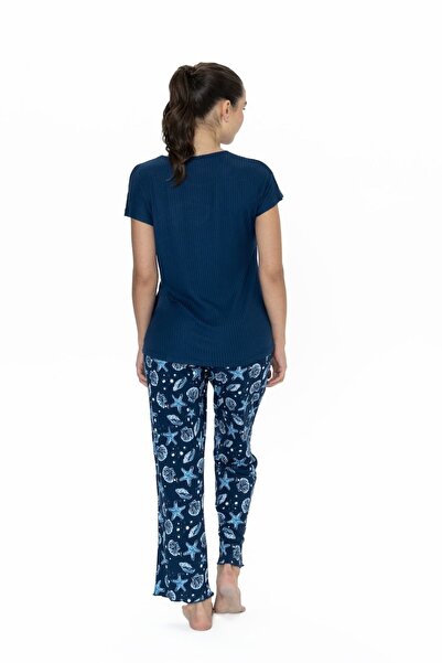 U.S. Polo Assn. 20105 Kadın Lacıvert Kısa Kollu Pijama Takımı