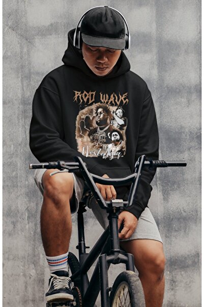 Fuddy Moda Unisex Oversize kroj Rod Wave Štampano Sa kapuljačom Dukserica sa ...