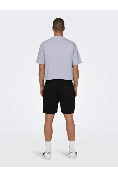 DEEPSENCE Erkek Siyah Penye Şort Spor Bermuda Şeritli Basketbol Futbol Fitness Antraman Koşu