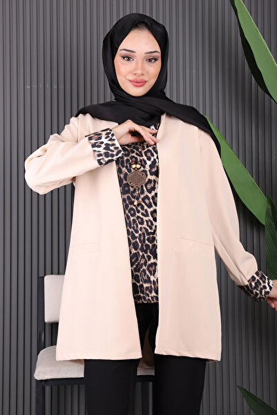 İmajButik Stone Underwear Necklace Jacket Triple Combination Suit