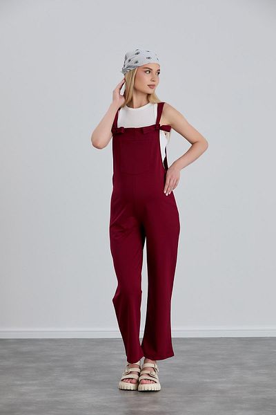 Işşıl IŞIL 4493 - Tie-Up Knee-Free Combed Cotton Jumpsuit for Pregnant and Gardener
