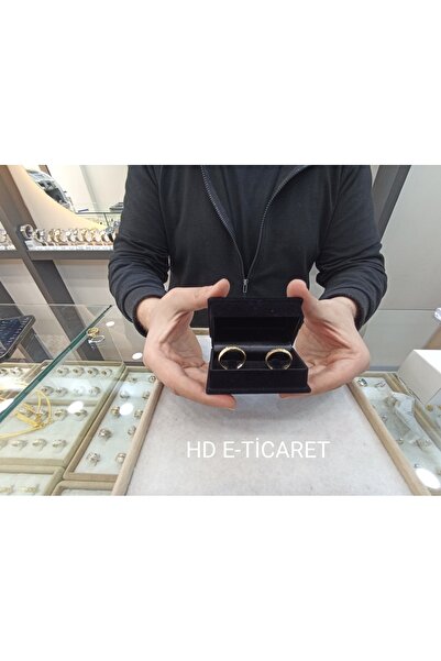 HD KUTU Lahit Çift Alyans Kutusu Siyah Kadife (1 ADET)