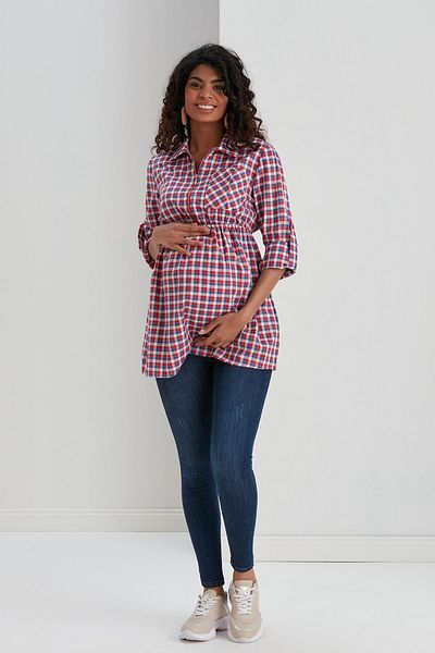 Işşıl B0014-mini Square Nursing Maternity Cotton Shirt-tunic