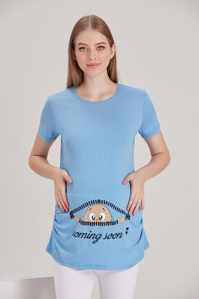 Işşıl 4473-Tricou de maternitate cu mânecă scurtă din viscoză pentru bebeluși, cu fața cu fermoar