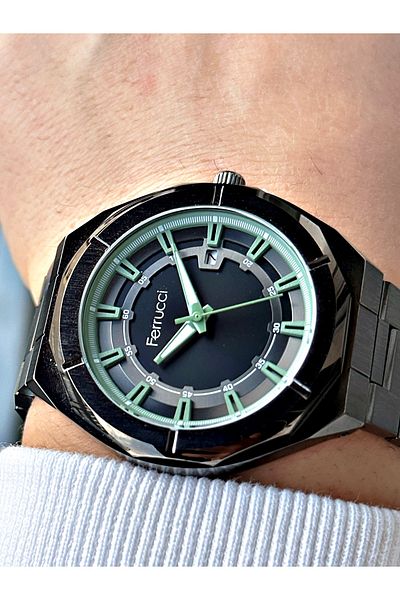 Ferrucci 3 Atm Waterproof Special Design Men's Wristwatch - Steel Cord with Calendar