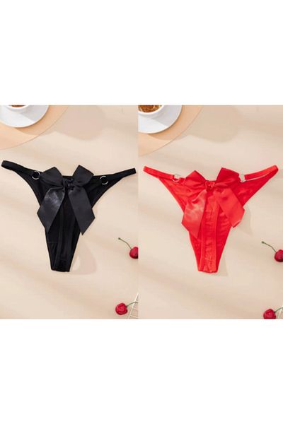 Bacio Women's 2-Piece Bow Ring Thong