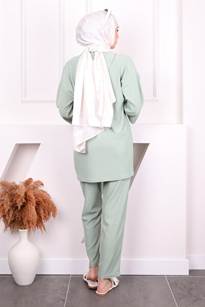 İmajButik Mint Green Wrap Kimono Pants Set