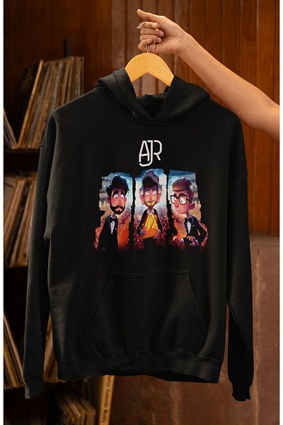 Fuddy Moda Unisex Oversize Ajr Printed Hooded Sweatshirt Music Band Themed