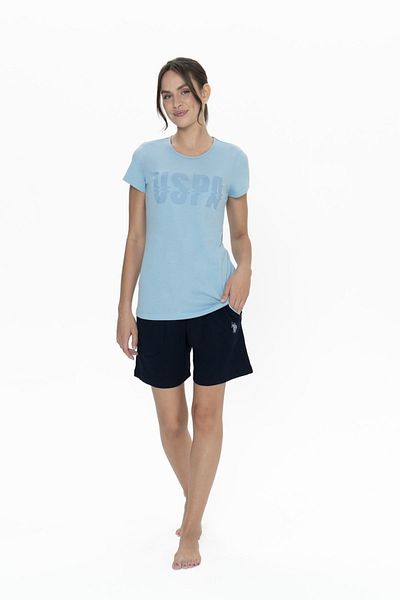 U.S. Polo Assn. U.S. Polo Assn. 20011 Set de pantaloni scurți albaștri cu mânecă scurtă și gât rotund