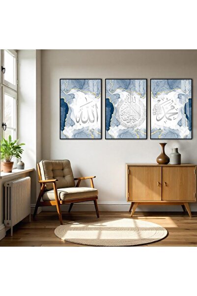 Harikabirev HARİKABİREV|LACİVERT-GOLD AYETEL KÜRSİ-ALLAH-MUAHMMED KOMBİNİ|ÇER...