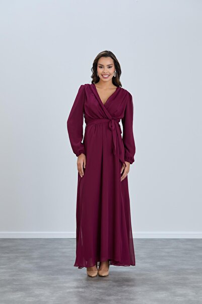 Işşıl O7053 μάξι φόρεμα εγκυμοσύνης με σιφόν ζώνη για μωρά