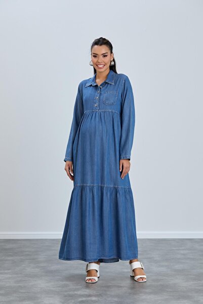 Işşıl IŞIL 447-Liyosel πουκάμισο νοσηλευτικής γιακά μάξι εγκυμοσύνης