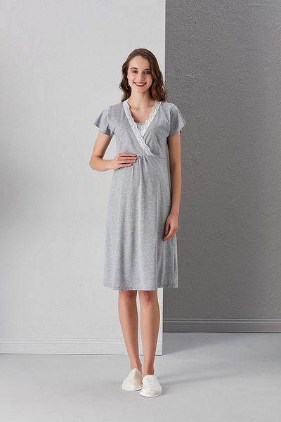 Işşıl 4412-Pregnant-Maternity Cotton Double Breasted Nightgown