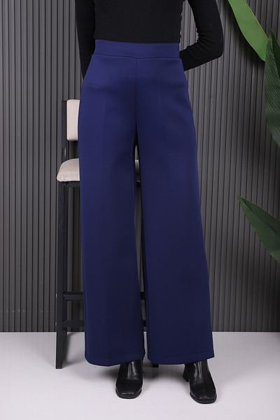 İmajButik Navy Blue Wide Leg Scuba Trousers