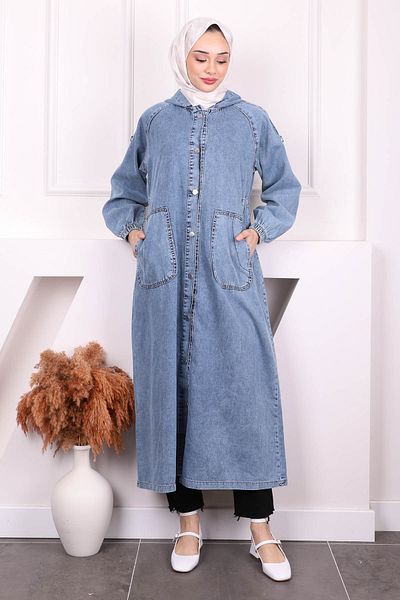 İmajButik Șapcă albastră din denim cu glugă