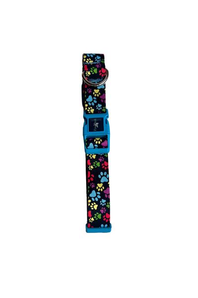 PAWLOOK Colorful Paw, Dog Walking Strap, Dog Collar, Set of Two, Blue Leash