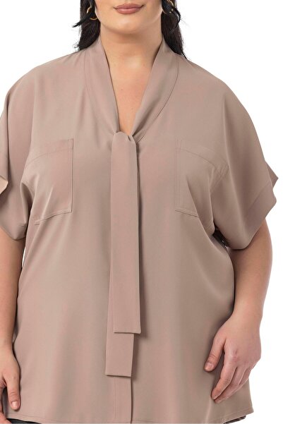 DISENTIS MODEST Μπλούζα με μισό μανίκι με λεπτομέρεια με κορδόνια στο λαιμό