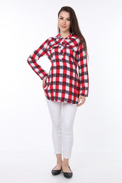 Işşıl 4068-viscose Plaid Maternity Shirt