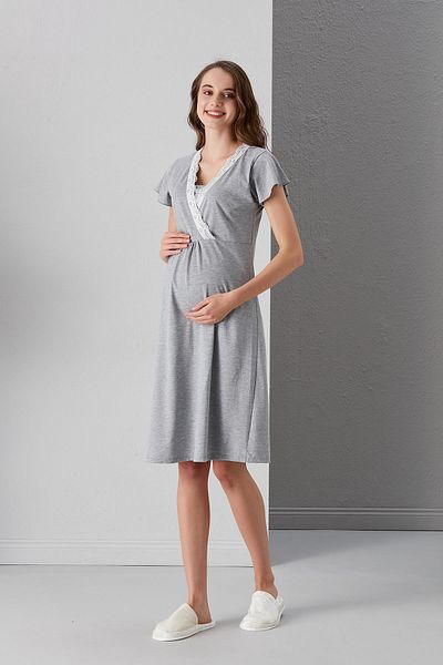 Işşıl 4412-Pregnant-Maternity Cotton Double Breasted Nightgown