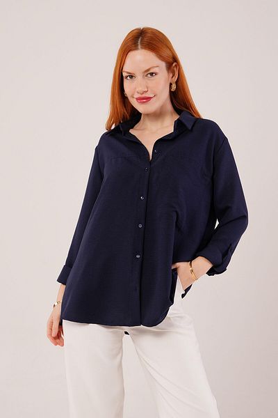 Kokosh moda Cămașă bleumarin cu buzunare cu tăietură liberă