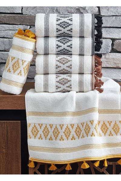 Dantela Kod-9030 50x90 Cotton Hand Towel Set - 6 Pieces Mixed