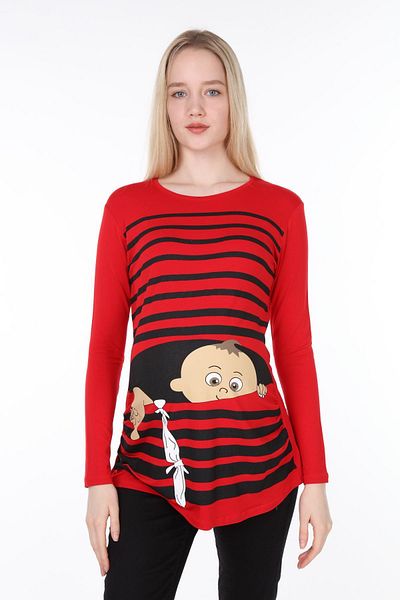Işşıl 4470-Crafty Escape Viscose Maternity Long Sleeve T-shirt