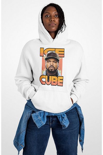 Fuddy Moda Unisex Oversize Ice Cube Hooded Sweatshirt Against Rap Music