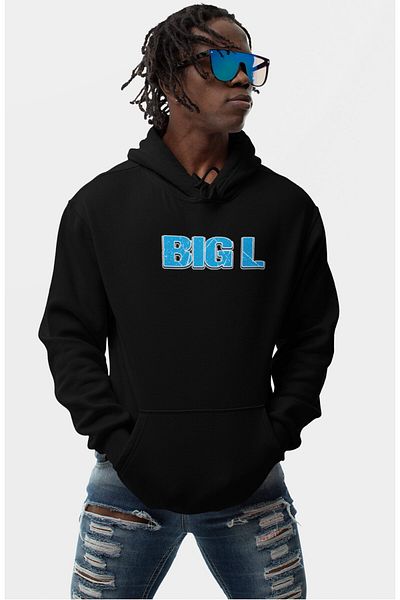 Fuddy Moda Oversize Big L Back Printed Hooded Sweatshirt, Unisex Rapper Themed Hoodie
