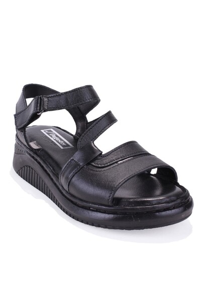 DAGOSTER DZA07-770404 Μαύρα καθημερινά ορθοπεδικά δερμάτινα γυναικεία σανδάλια