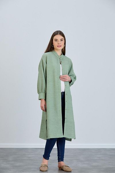 Işşıl IŞIL 8342-Foam Fabric Belt Tied Maternity Clothes-Out Tunic