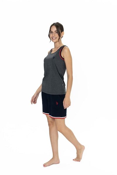 U.S. Polo Assn. Women's U.S. Polo Assn. Anthracite Melage Shorts Suit 20005 Round Neck Strap