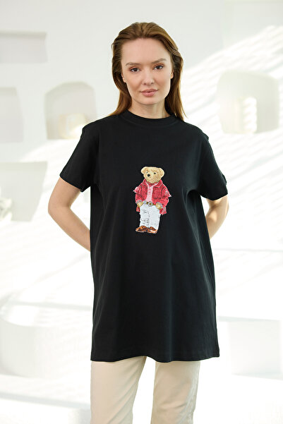 LOCCO Kadın Bisiklet Yaka Kısa Kollu İçlik Siyah